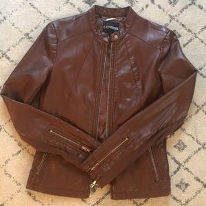 Express brown (minus the) leather zip up jacket